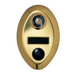 Oval Shape Mechanical Door Chime - Anodized Gold - with Fire Rated Viewer and Name Slot - Model 690-UL